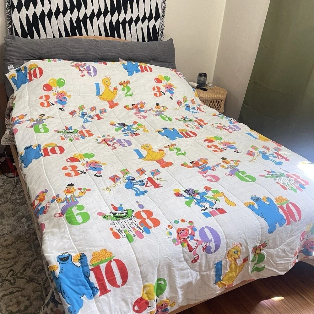 VTG Stevens Sesame Street ABC Blanket Comforter Big Bird Cookie Monster 58x75